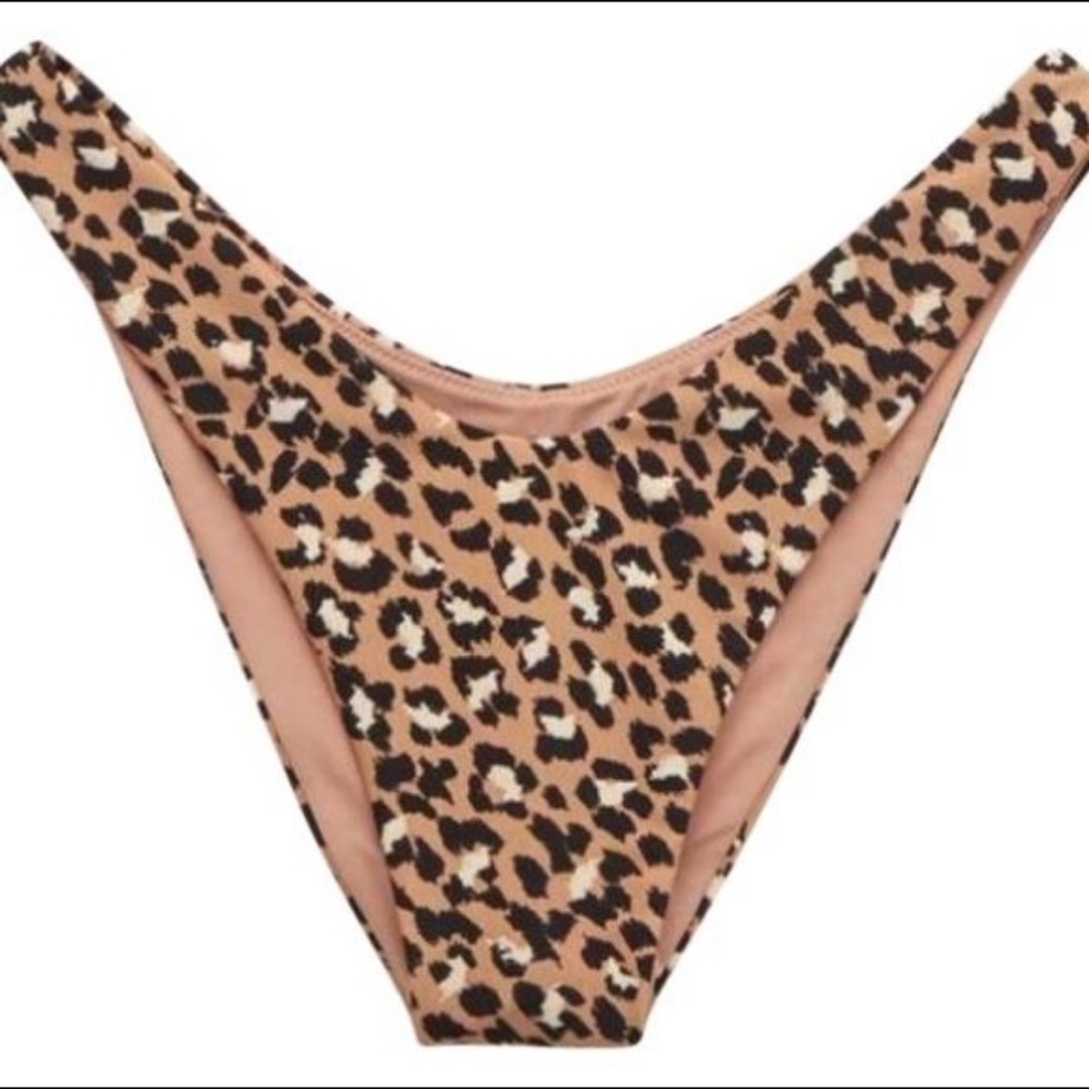 Aerie. Leopard Print. High Cut. Cheekier. Bikini Bottoms. Size Medium.